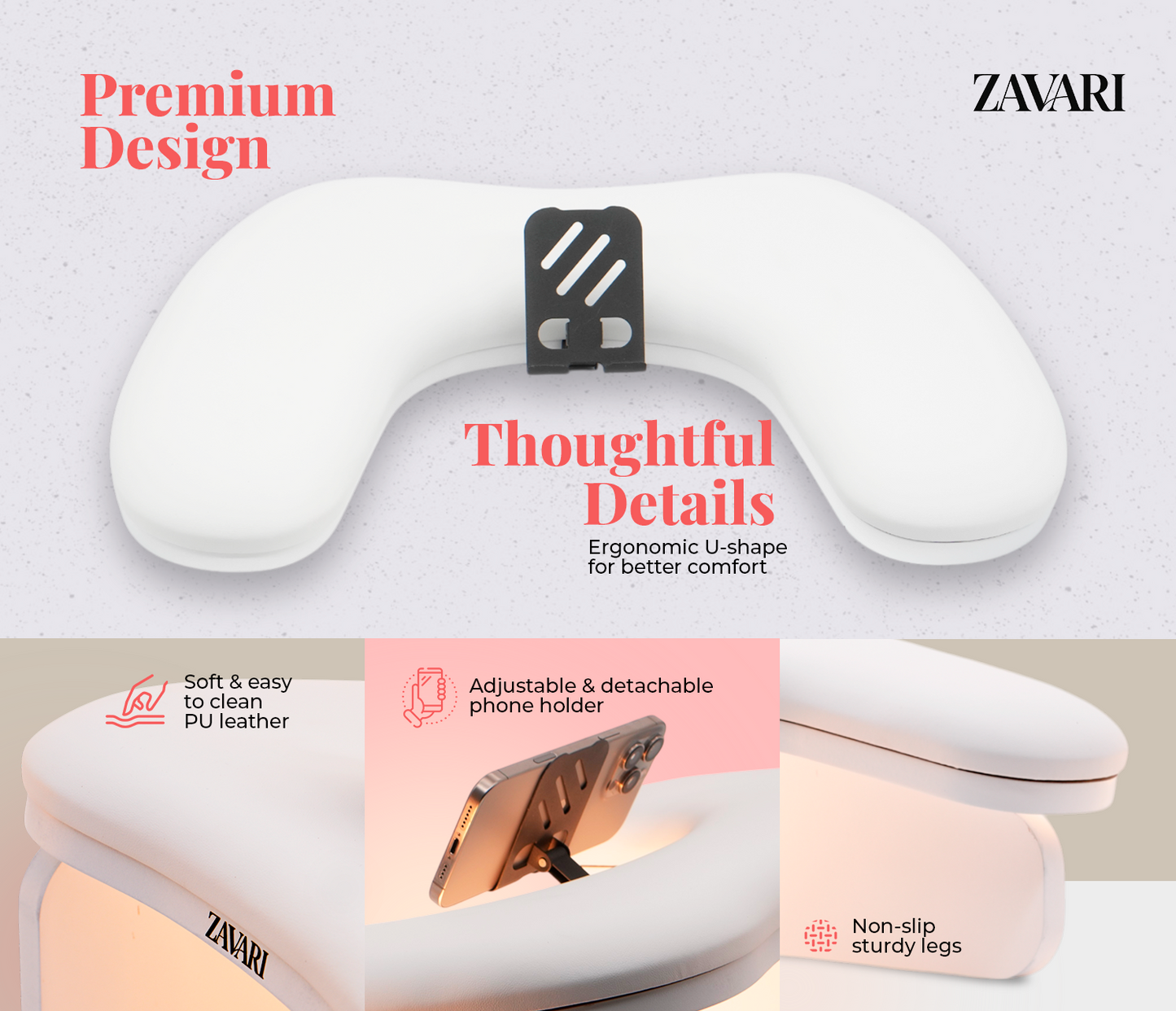 Zavari™ Ergonomic Arm Rest for Nail Techs 💅 With Built-in Phone Holder + Free Special Gift